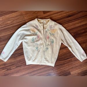SOLD Vintage 1950’s “Cavanagh’s” Beaded Wool Cardigan Sweater